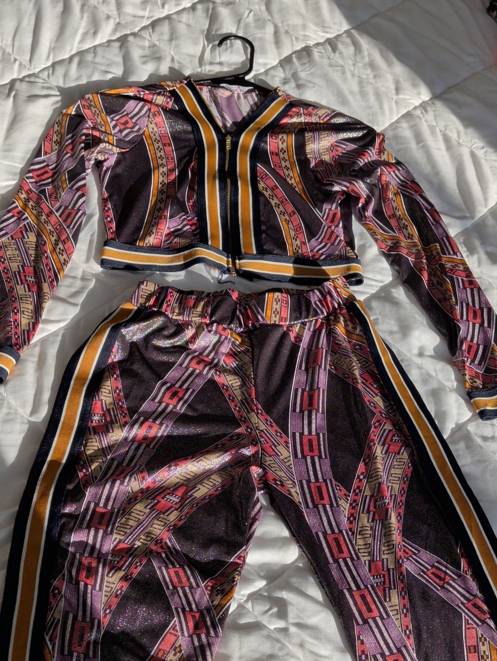 Fashion Nova Women’s Multicolor Patterned Track Jacket & Pants Set